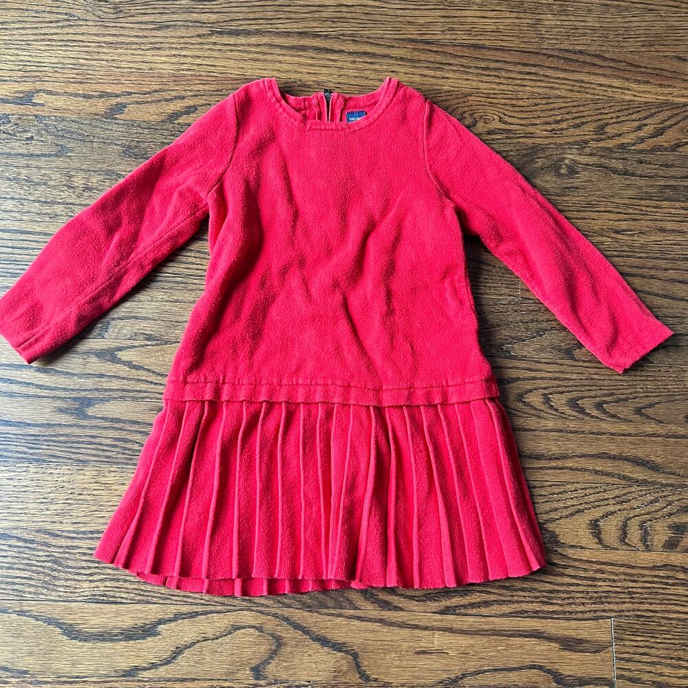 Baby Gap Red Pleated Skirt Sweater Dress - 3 years